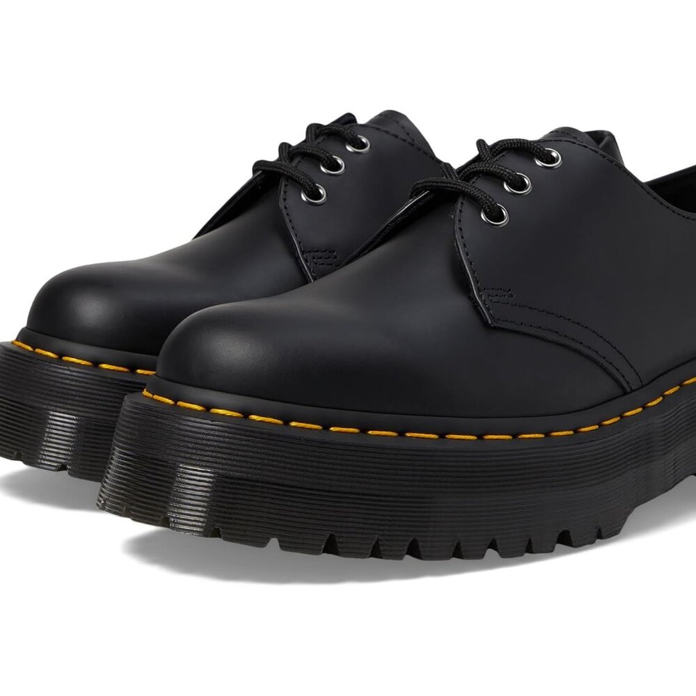 Dr. Martens 1461 Quad Smooth Leather Platform Shoe Black Size 6